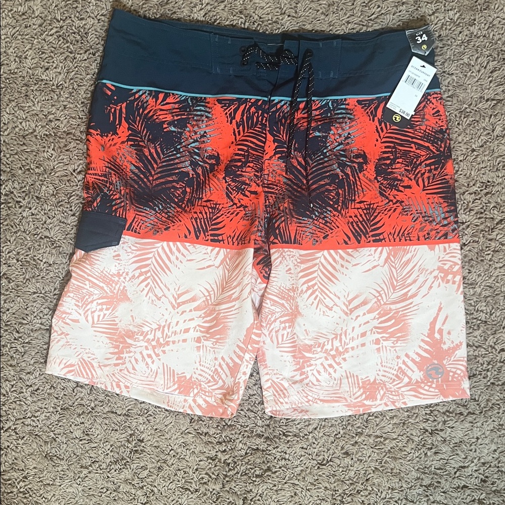 Ocean Current Men’s Red and Black Board shorts Size 34 NWT